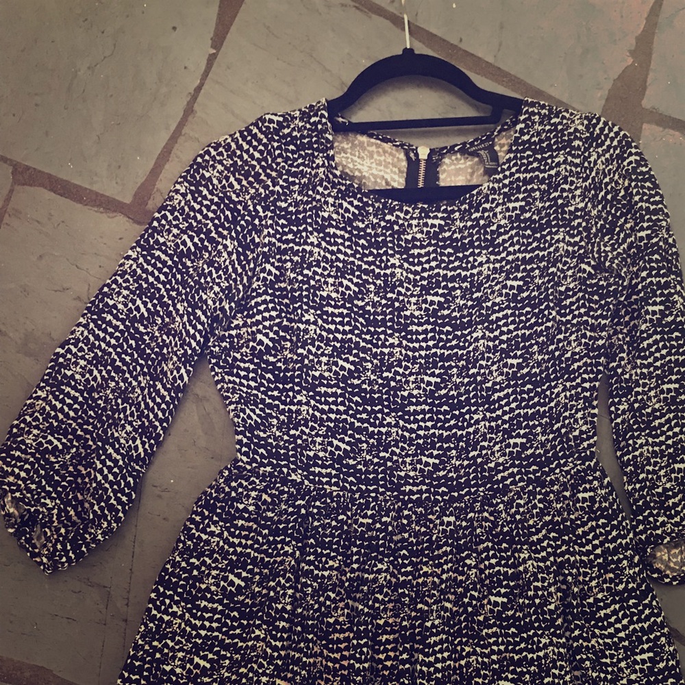 Black and white heart print skater dress